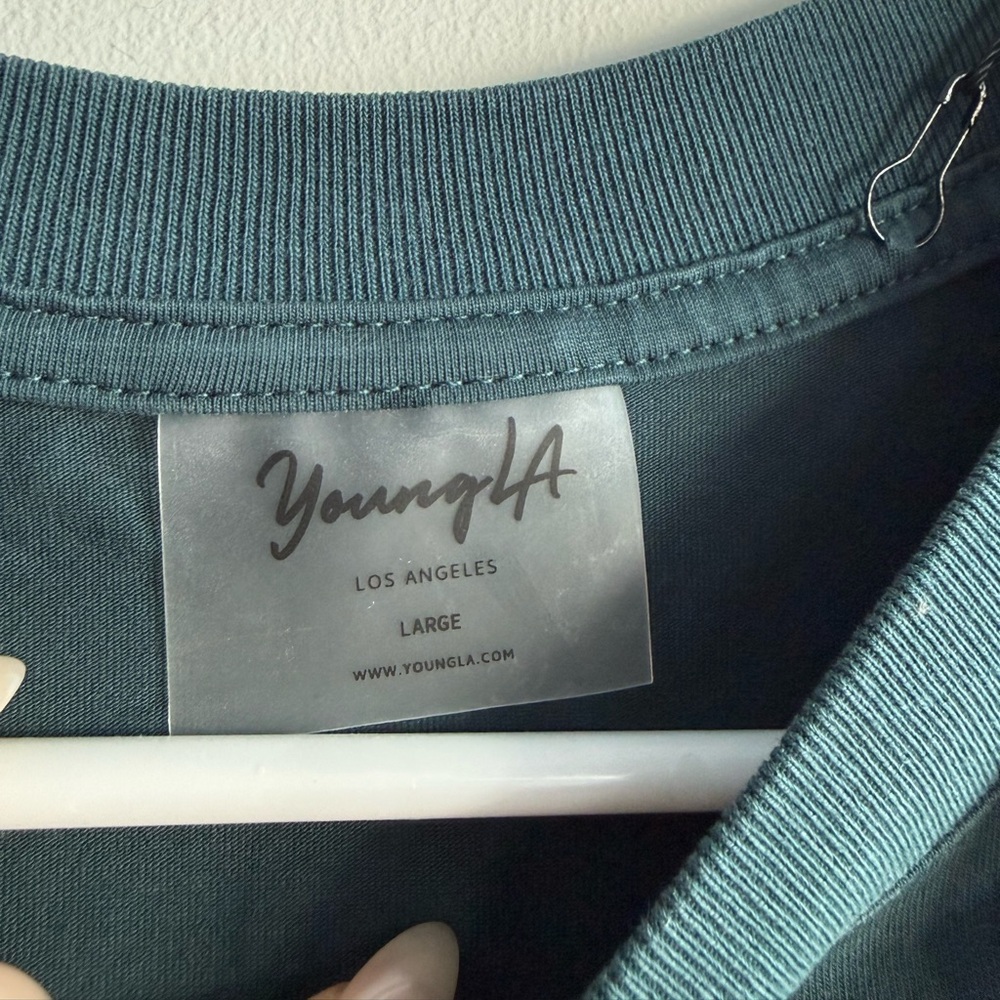 YoungLA For Her Teal Wash Heavyweight Oversized Long-sleeve, Size Large - Picture 4 of 7